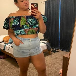 Grass-Fields Off the Shoulder Top